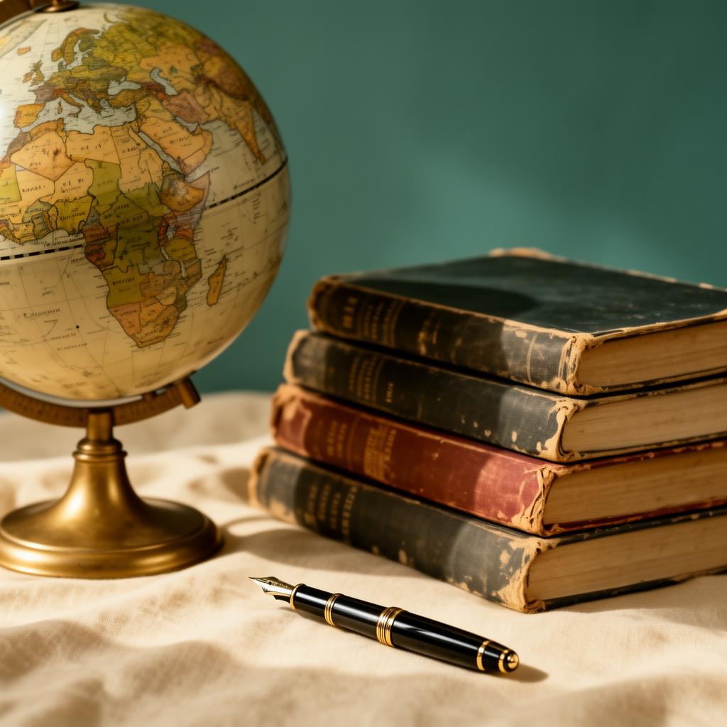 Globe, books and a fountain pen